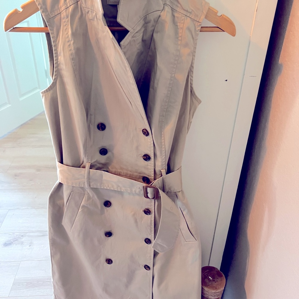 Banana Republic Tan Belted Trench Dress.